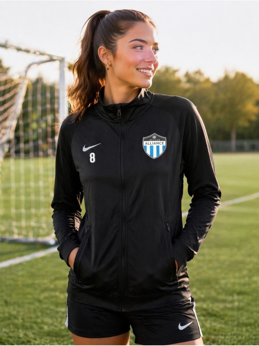 Nike Dri-FIT Jacket Women Medium Black Full Zip Lightweight Athletic Soccer NWOT